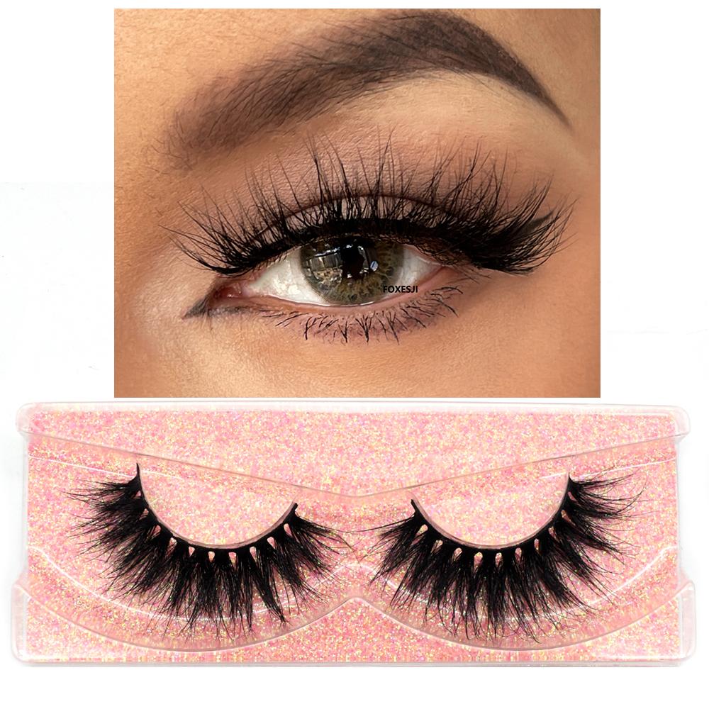 FOXESJI 3D Mink False Eyelashes Fluffy High Volume Eye Lashes Natural Wispy Full Strip Mink Eyelash Extension Bulk Lash Makeup