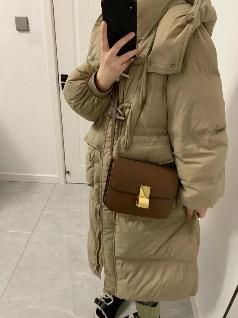 Damen Koreanischer Stil Kapuzen-Baumwollmantel lang, Übergröße, Taillenformend, Wintergefüttert, Über Knie-Länge