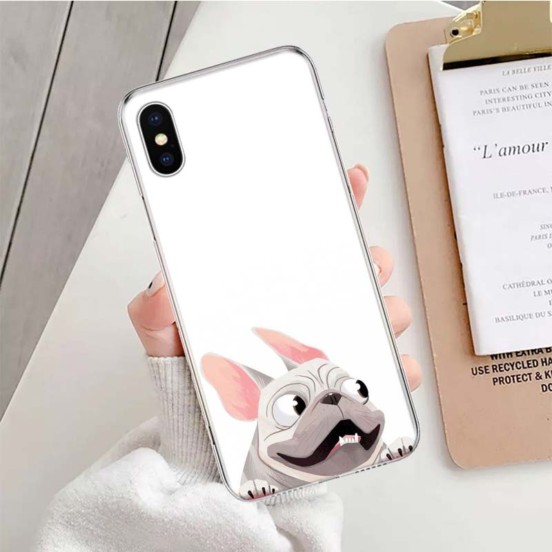 Pug Dog French Bulldog animal Soft Phone Case For IPhone 11 17 Air 16E 16 Pro Max 15 + 14 Plus 13 Mini 12 Apple 7 SE 8 Fundas Co