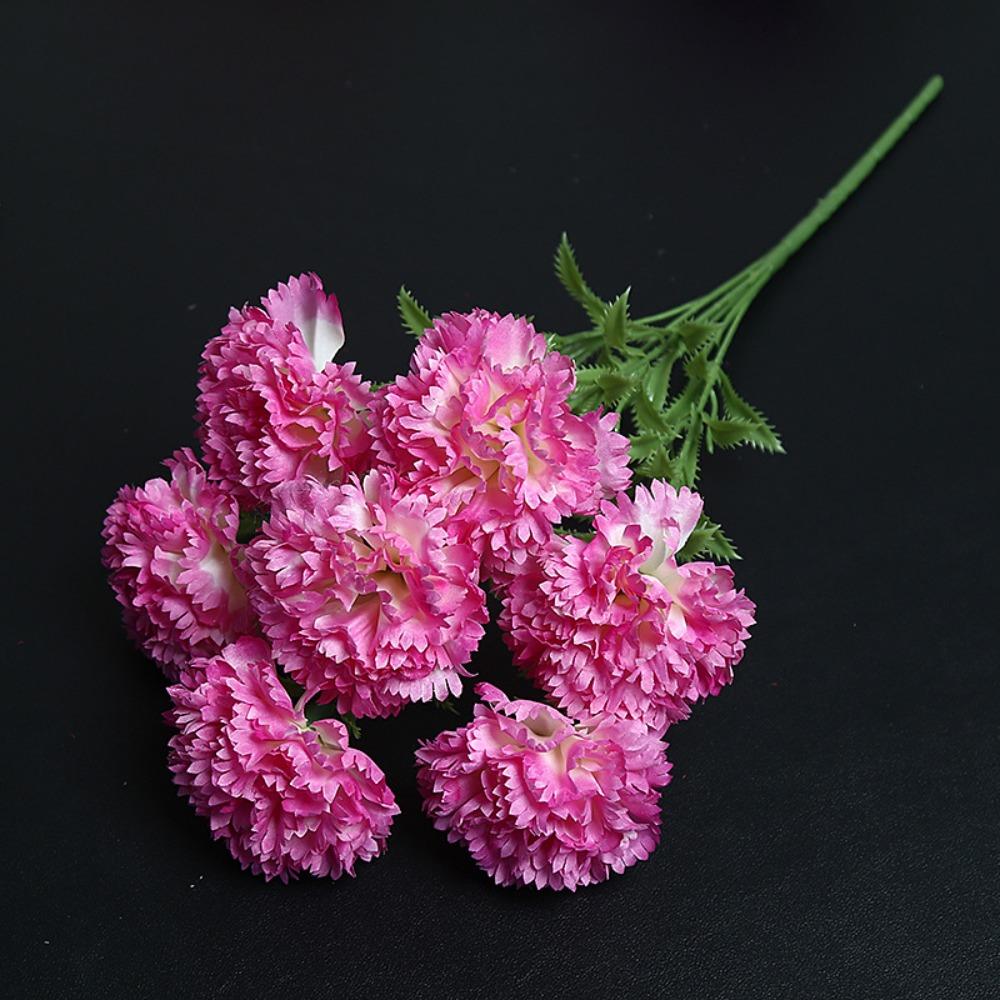Silk Cloth Artificial Carnation Bouquet Photography Props 7 Heads Simulated Carnation Mother's Day Gifts Wedding Fake Flower