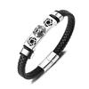 Personalized Leather Bracelet Men's Stainless Steel Hip-hop Creative Leopard Head Titanium Woven