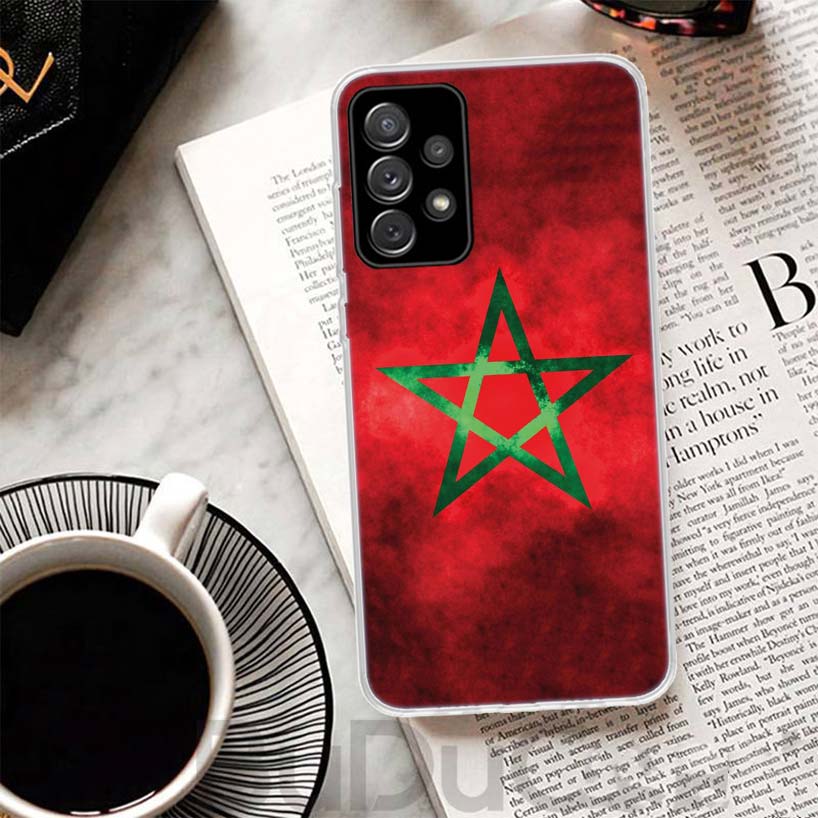 Morocco Flag Phone Case For Samsung Galaxy A15 A14 A54 A13 A53 A12 A52S A55 A22 A23 A24 A32 A33 A34 A25 A35 A03S A04S A02S For S