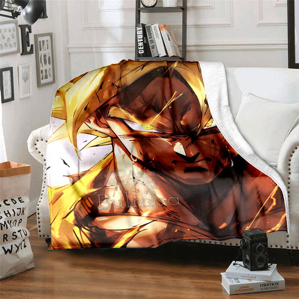 1PC Son Goku  Print Flannel Blanket, High quality All Seasons, Home Decor, Warmth and Comfort, Perfect for Christmas Gifts