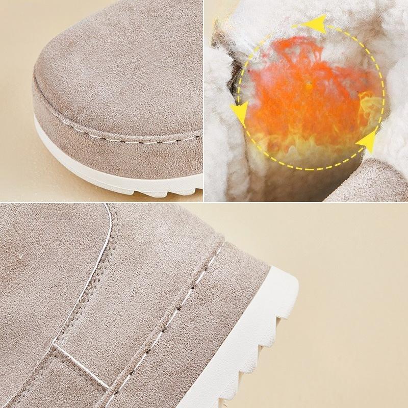 Women's Winter Warm Snow Boots Fuzzy Faux Suede Walking Shoes for Women Casual Anti-Slip Comfortable Chunky Platform Short Booties With Faux Fur Lined