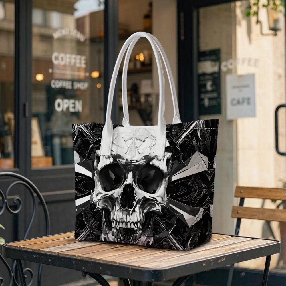 Trendy Skull Pattern Shoulder Bag Casual Large Capacity Tote Bag for Daily Use