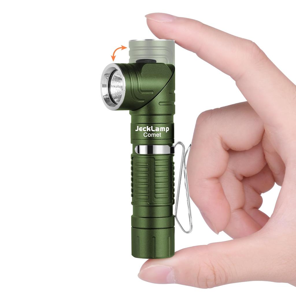 JeckLamp LED 1200 6 Magnetic for Emergency Preparedness and Outdoor Use Light, Lumens, 90-Degree Rotation, Modes, Clip, Type-C Rechargeable, (Green)