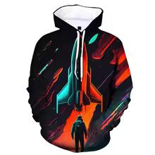 Fashion 3D Print Space Shuttle Hoodie Men Women Rocket Graphics Sweatshirt Long Sleeve Pullover Spring Autumn Kids Hoodies