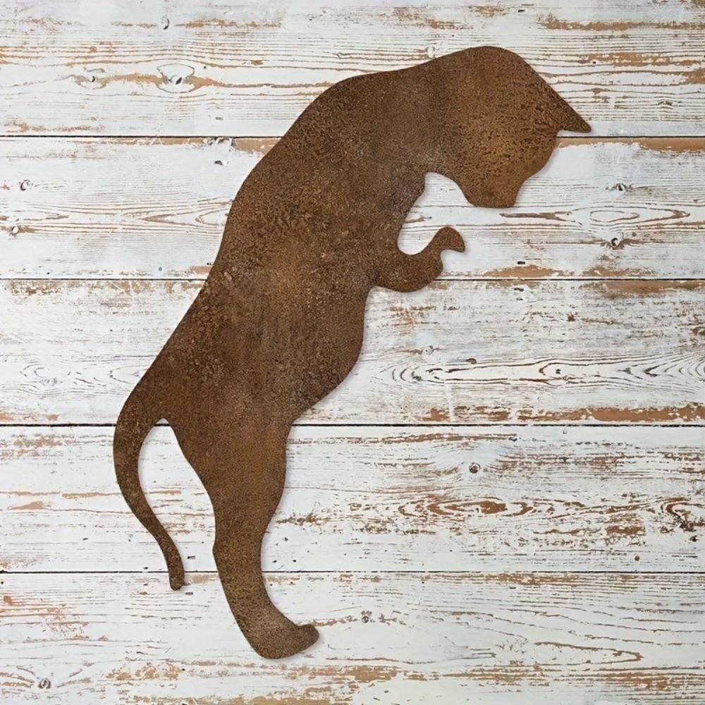 Rusty Finish Metal Dog Garden Statue Rustic Animal Silhouette Garden Statue  Garden Landscaping