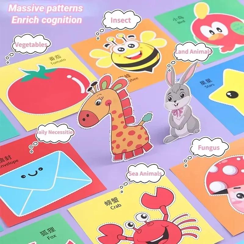 96Pcs Handmade Paper Cut Book Kids Craft Toys DIY Cartoon Scrapbooking Paper Art Toys Kids Learning Toys for Children Gifts