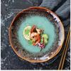 Creative European Ceramic Dinner Plate, Kiln-Changed Green Glaze Steak Plate, Household Salad Dish