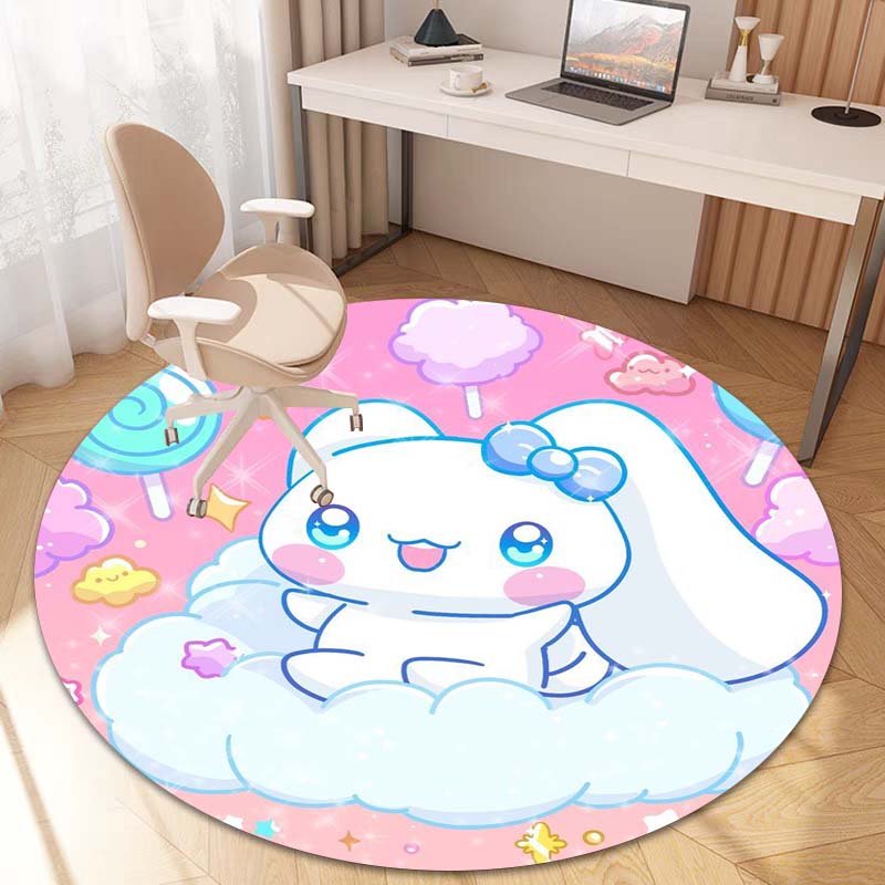 The My Melody and Cinnamoroll Cartoon Round Rug Can Be Used To Decorate Living Rooms, Bedrooms, Sofas, and Playrooms;