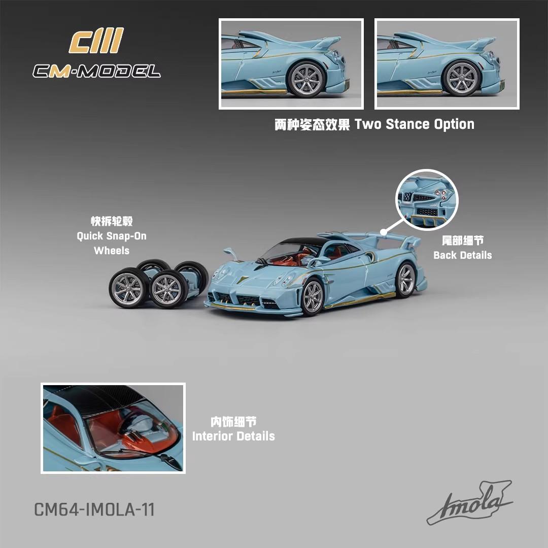 Neues Vor-Cm-Modell 1:64 Pagani Imola Eisblau Legierung Miniatur Druckgussmodell Pagani Imola Sportwagen Spielzeug Kinder Schmuckstück Geschenk gray