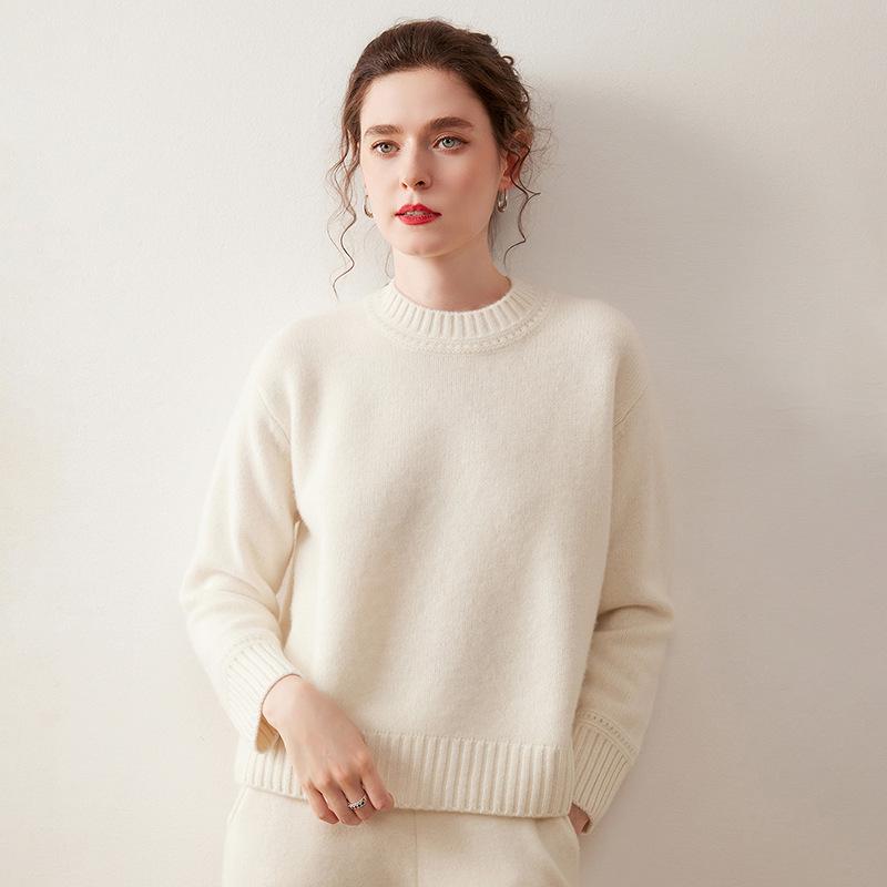 Women's Baby Cashmere Sweater: Soft, Warm, Loose Knit, Solid Color, Versatile, Simple Base Layer