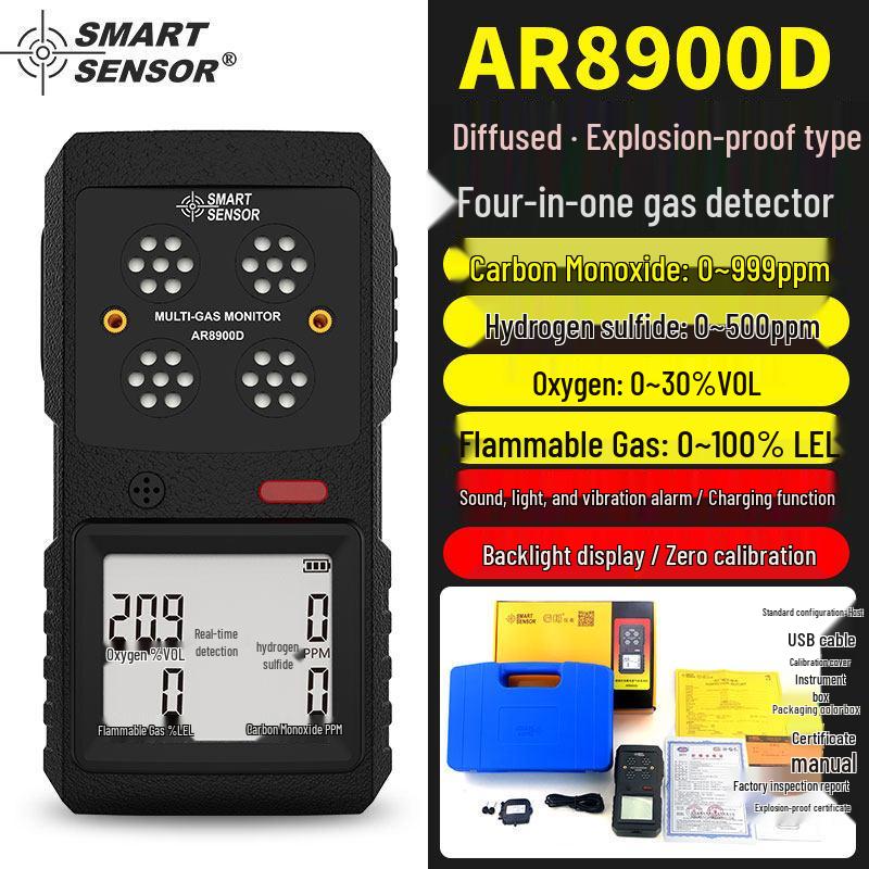 SMART-SENSOR AR8900D Portable 4-in-1 Gas Detector