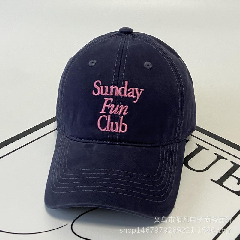 New Cotton Baseball Cap Men's and Women's Sunday Three-row Letter Cap Spring and Summer Wide-brimmed Sun Hat