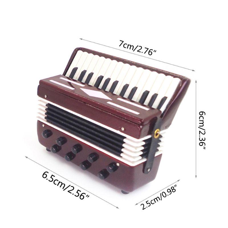 1/12 Dollhouse Wooden Accordion Miniature Musical Instruments Model Collection