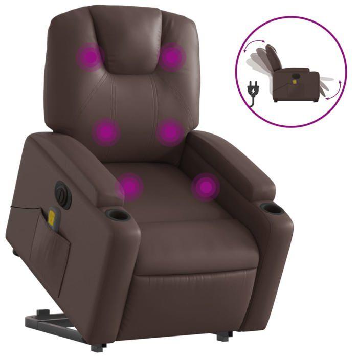 VidaXL Fauteuil inclinable de massage électrique marron similicuir 3204453