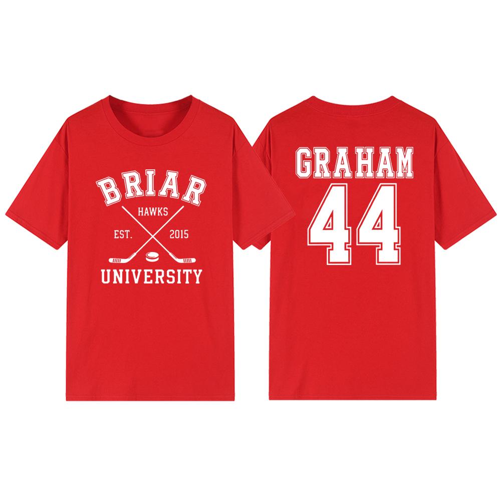 Briar University Graham 44 Hockey Zweiseitiges T-Shirt Briar U Hockey Romanze Tee Unisex Kurzarm T-Shirt Buchliebhaber Geschenk Shirt