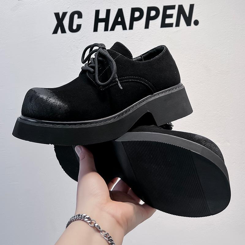 British style low-top spring casual retro men's big head thick sole heightening trend ins style men's shoes 9525-A