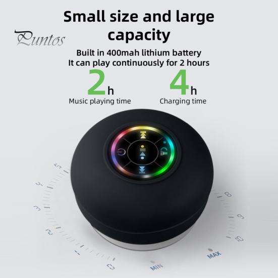 Głośnik prysznicowy kompatybilny z Bluetooth ze światłem LED Stabilne połączenie Wodoodporny IPX4 Przenośny bezprzewodowy głośnik stereo Odtwarzacz muzyki