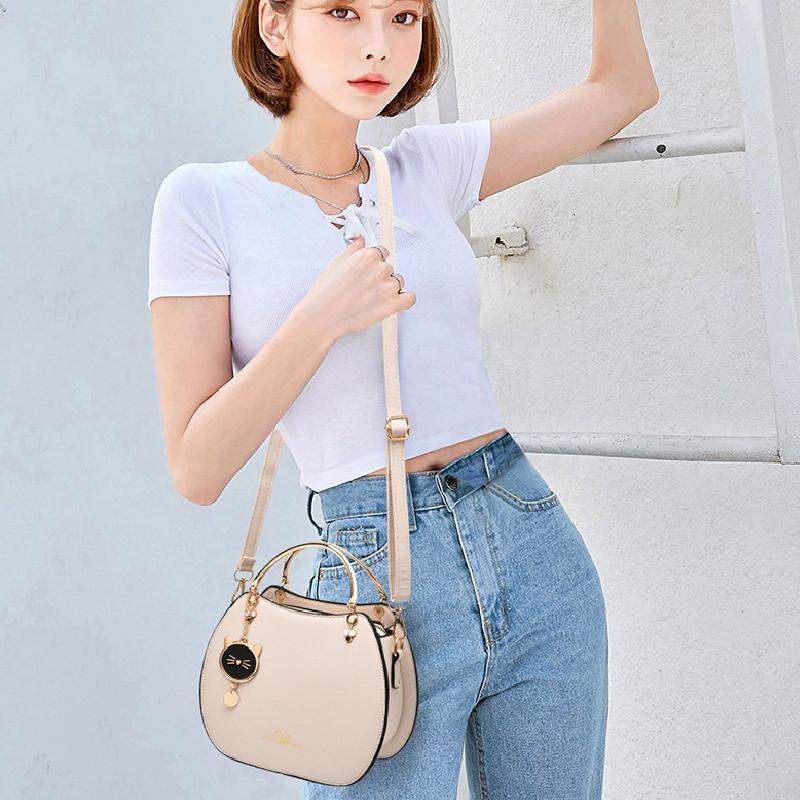 Fashionable Shell Bag For Ladies Korean Style Sweet And Fresh Shoulder Bag With Cat Pattern