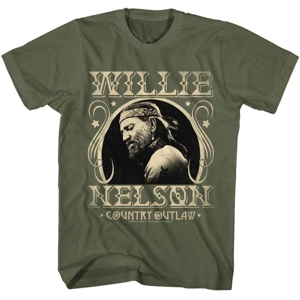 Willie Nelson Country Outlaw Military Green Music Shirt 160