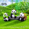 8Pcs/Set Bamboo Panda Figurine PVC Sitting Lying Lucky Panda Statue Sculpture Mini Animal Model Home Office Desktop Decoration Ornament