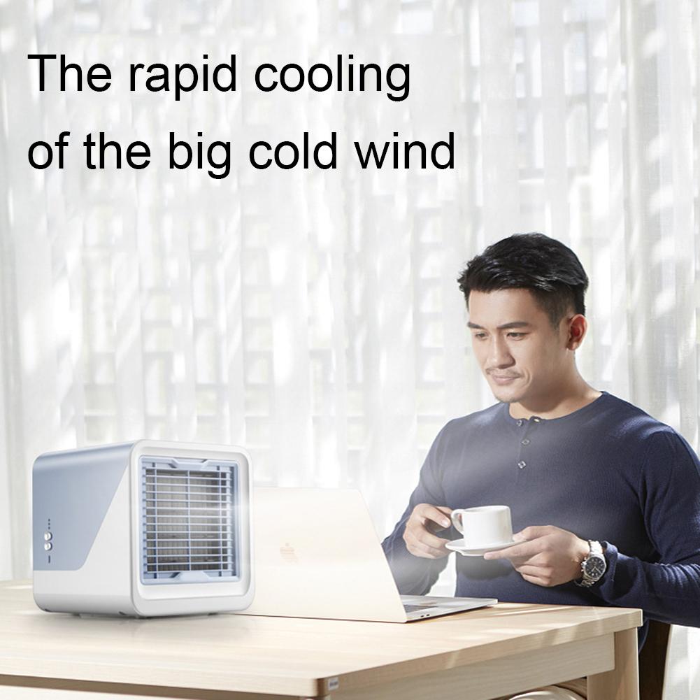 Portable Air Conditioner 500ml 3 Speeds Adjustable USB Mini Air Cooler Desk Cooling Fan for Office Bedroom Blue