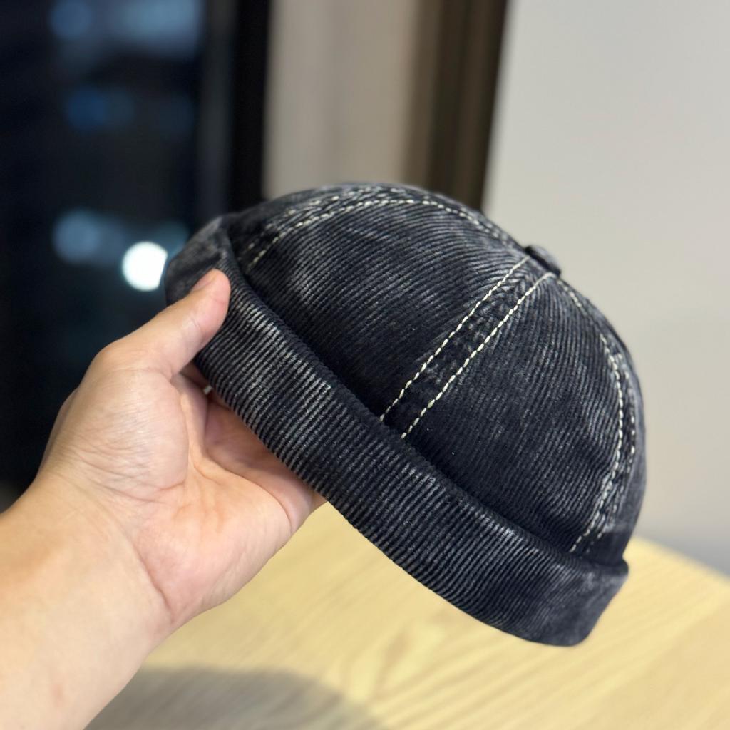 New solid color corduroy brimless beanie hat, unisex, fashionable, simple, casual, versatile, suitable for autumn and winter