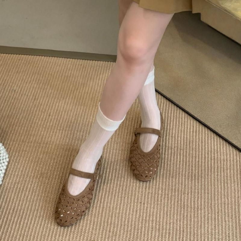 Fashion Summer New Breathable Flat Shoes 2025 Mary Janes Hollow Low Heels Single Shoes Elegant Versatile Trend Soft Soled Women Flats