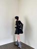 2024 Women's European & American Style Black Balloon Silhouette Square Neck Long Sleeve Short Dress