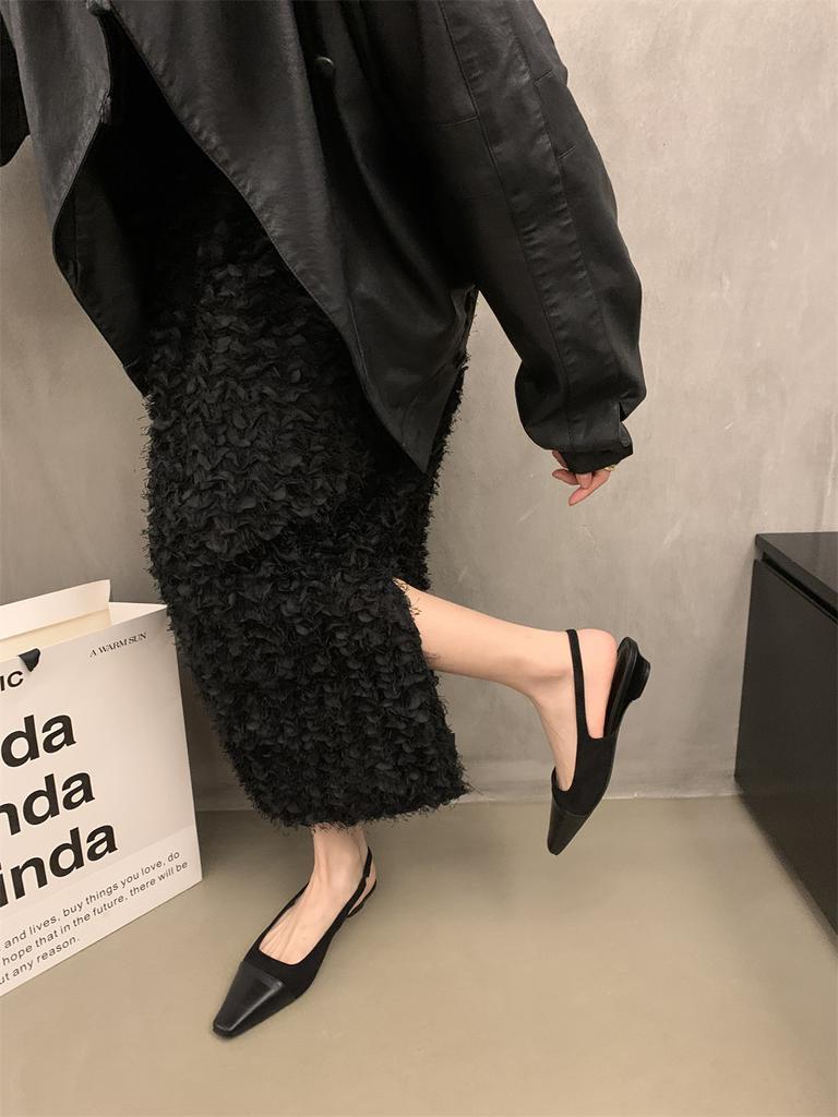 Retro French Bag Head Sandals Spring and Summer Flat Bottom Sandals Black Shoes Xiaoxiangfeng Women's Shoes Korean Version of Design Single Shoes