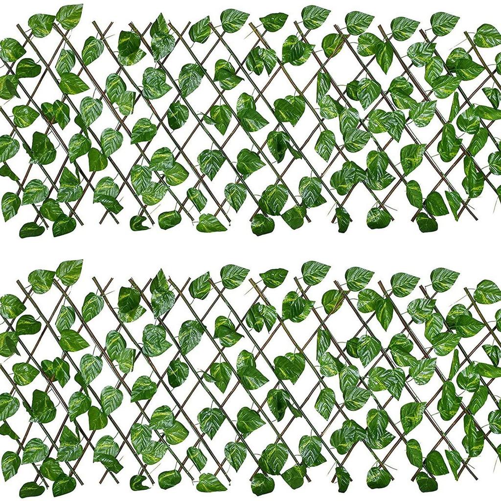 Ivy Vine Wooden Fence Panel - Artificial Plant Courtyard Screening Decoration