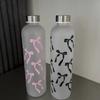 1L Butterfly Style Water Bottle, Gradient Matte Plastic Sports Flask, Anti-Slip Leak-Proof Gym Thermos with Stainless Steel Lid