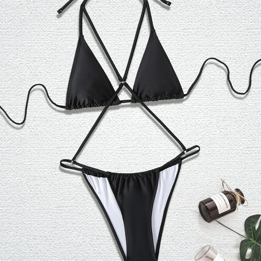 Ins Sexy Babes Take Pictures Of White Three-Point Bikini Split Swimsuit Women'S Beach Seaside Vacation Swimsuit
