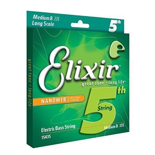 Corde de basse - ELIXIR - Heavy B - 0.135 - Durabilité 3 à 5 fois supérieure - Son brillant et puissant