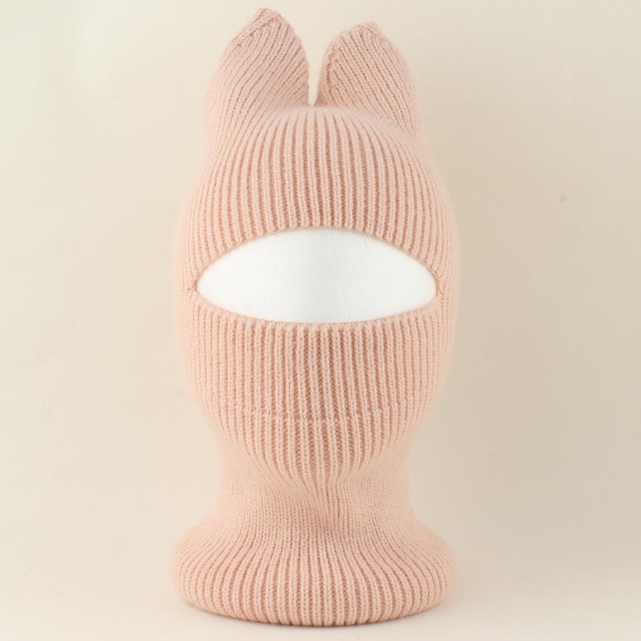 New Cartoon Winter Cat Ear Balaclava Neck Warmer Cute Knitted Hat with Detachable Face Cover for Boys Girls Warm Ear Protection