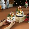 Christmas House Village Electric Music Box Glowing Christmas Snow Village Santa Claus House Miniature Ornaments Xmas Decor
