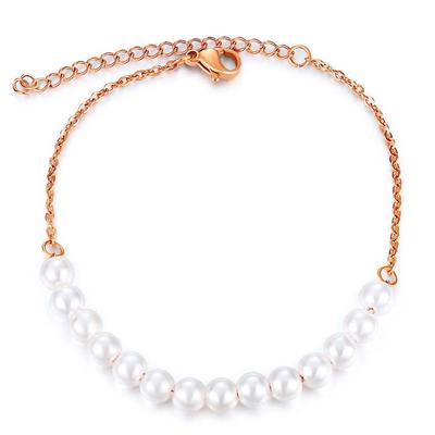 European & American Adjustable Stainless Steel Pearl Bracelet - Simple and Versatile Design