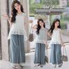 Girls' Korean Style Summer Lace Camisole & Jeans 3-Piece Set