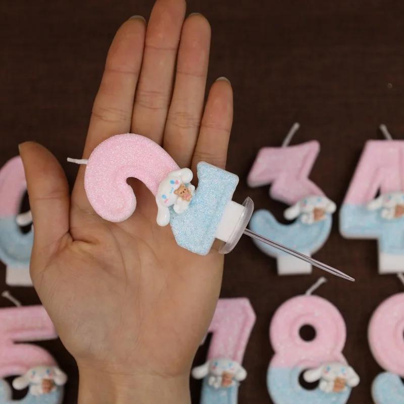 0-9  Birthday Number Candles Cute Number Candle Cinnamoroll Pink Blue Candles Top of Cake Baby Birthday Party Supplies Toy