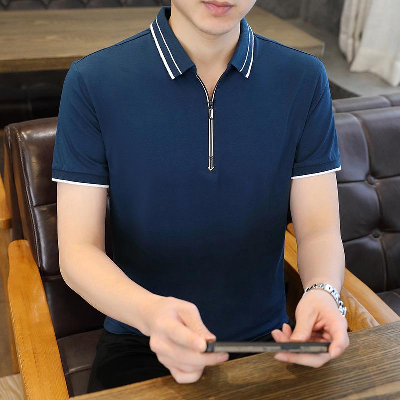 

Мужская рубашка поло, летняя футболка с коротким рукавом, однотонная тонкая футболка, деловая футболка с лацканами XXXXL