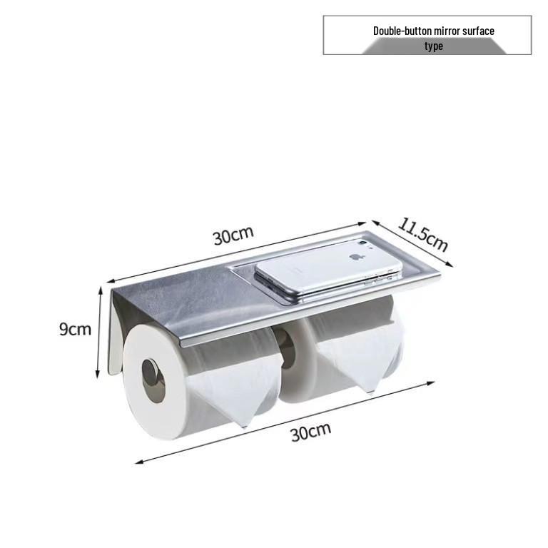 Gunmetal Grey Stainless Steel Wall-Mounted Toilet Paper Holder with Storage Rack