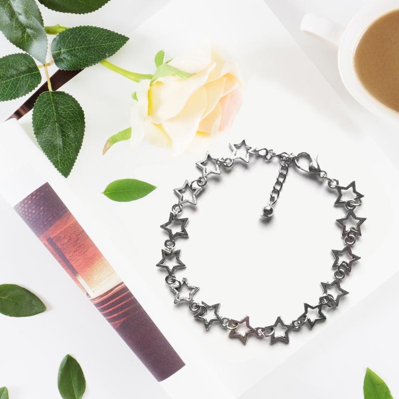 Vintage Shiny Star Pentagram Alloy Material Bracelet for Women Sweet Aesthetic Charm Bracelet Harajuku Fashion Jewelry