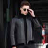 Men's Winter Shearling Leather Biker Jacket with Lapel
