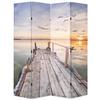 Room Divider - vidaXL - 160 X 170 Cm - Solid Wood - Durable Canvas - Contemporary Design