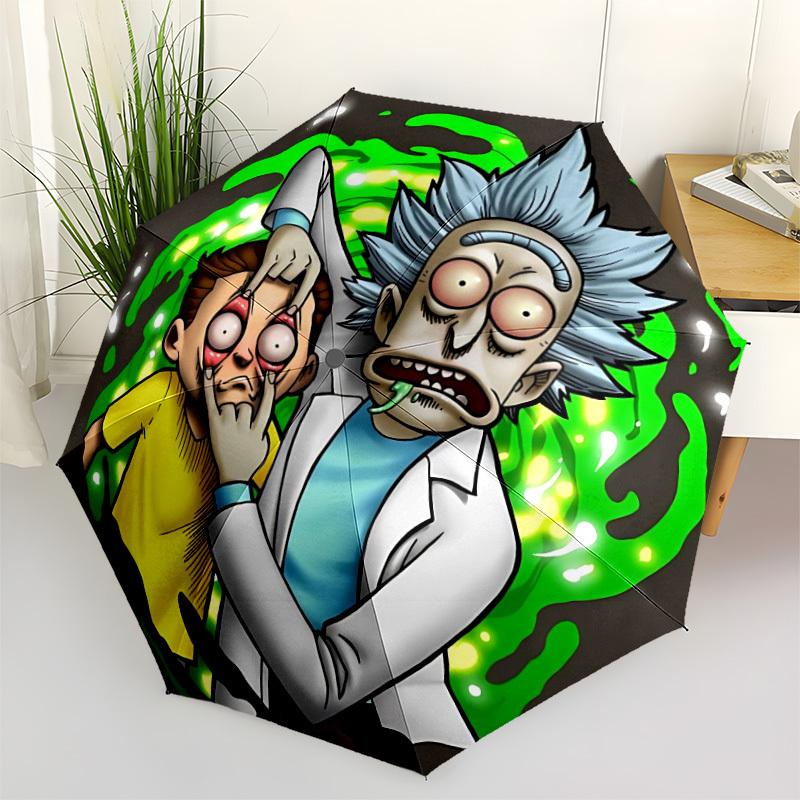 

1pc Rick and Morty Automatic Folding Umbrella - Sturdy 8-Rib Polyester Canopy,Sun-Defying Travel Companion yy251023153