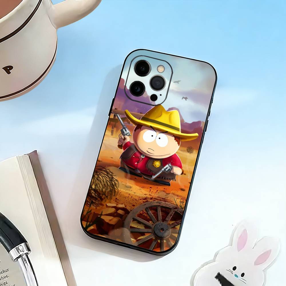 C-Cartoon S-Souths P-Park  Phone Case For iPhone 17,16,15,14,13,12,11 Plus,Pro Max,XS,Soft Silicone Black Cover