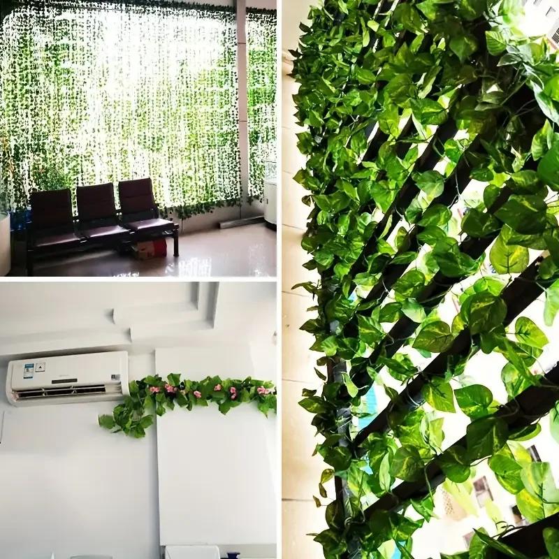 2/100M Silk Leaves Fake Creeper Green Leaf Ivy String for Home Decor Hanging Garland Artificial Plants Wedding Decoration
