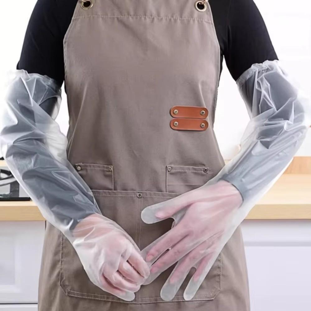 Transparent Disposable Hand Sleeves Non-Slip Cleaning Long Gloves Disposable Gloves for Kitchen